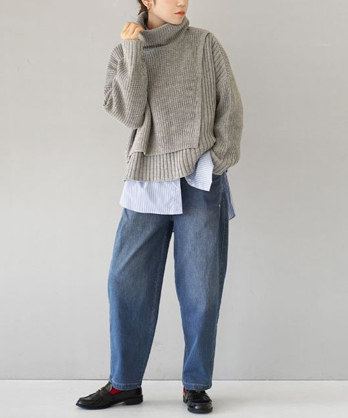 e-zakkamania stores(イーザッカマニアストアーズ)の「AIRジョグデニム コクーンパンツ(デニムパンツ・レディース・ブラック系/グレー系/ワンウォッシュ/ネイビー系/ライトブルー・L/M)」の9枚目の写真