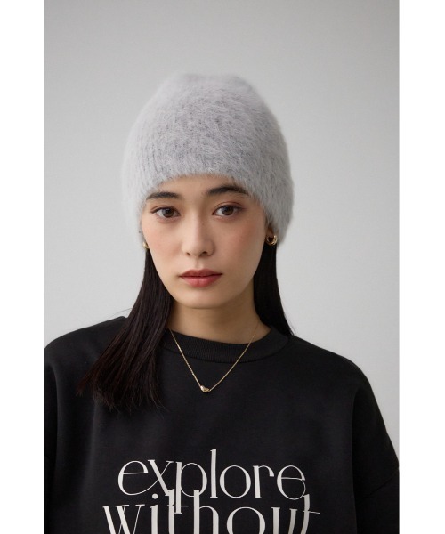 AZUL by moussy（アズールバイマウジー）の「シャギーニットビーニー（ニットキャップ/ビーニー・レディース・ライトグレー/ブラック・FREE）」の11枚目の写真