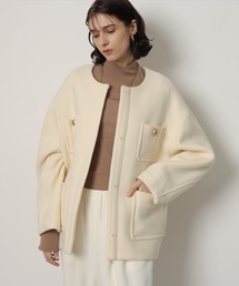 ★値下げ★CADUNE カデュネ ノーカラージャケット CADUNE（カデュネ）の「ノーカラーポケットコート（ダウンジャケット