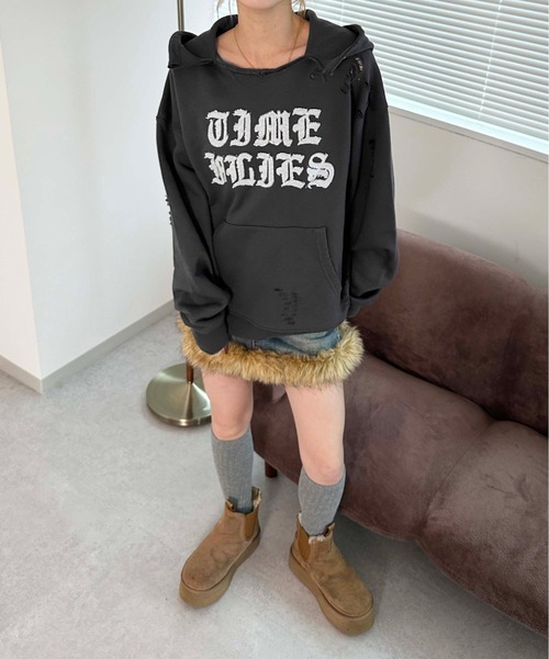 sedacle(セダクル)の「裏毛ダメージパーカー(パーカー・メンズ・グレー/チャコールグレー/ボルドー・SMALL/MEDIUM/LARGE)」の9枚目の写真