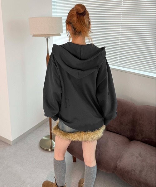 sedacle(セダクル)の「裏毛ダメージパーカー(パーカー・メンズ・グレー/チャコールグレー/ボルドー・SMALL/MEDIUM/LARGE)」の7枚目の写真