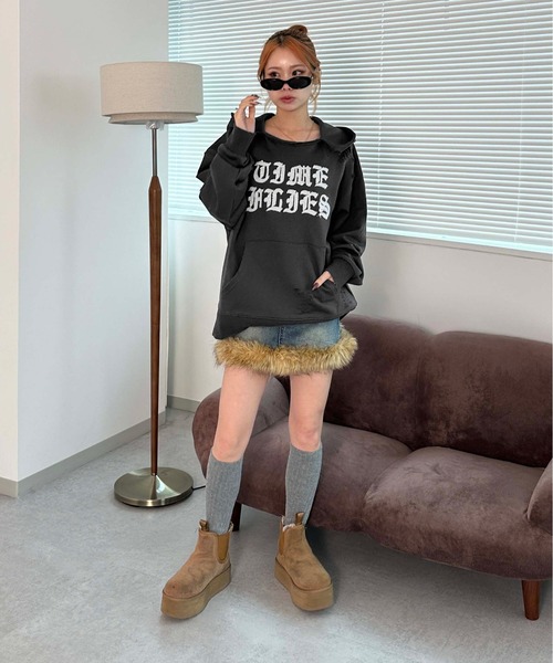 sedacle(セダクル)の「裏毛ダメージパーカー(パーカー・メンズ・グレー/チャコールグレー/ボルドー・SMALL/MEDIUM/LARGE)」の5枚目の写真