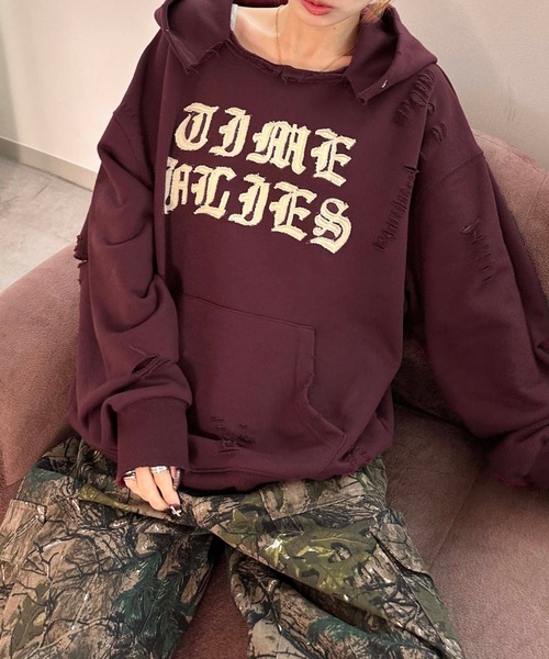 sedacle(セダクル)の「裏毛ダメージパーカー(パーカー・メンズ・グレー/チャコールグレー/ボルドー・SMALL/MEDIUM/LARGE)」の18枚目の写真