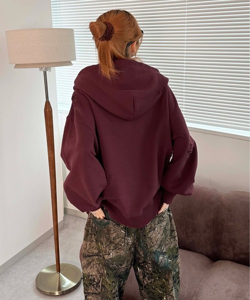 sedacle(セダクル)の「裏毛ダメージパーカー(パーカー・メンズ・グレー/チャコールグレー/ボルドー・SMALL/MEDIUM/LARGE)」の16枚目の写真