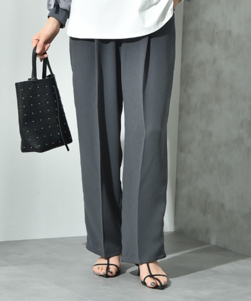 INTERPLANET(インタープラネット)の「サラサラ合繊センタープレスパンツ(その他パンツ・レディース・ブラック/チャコールグレー/ブラウン・FREE)」の3枚目の写真