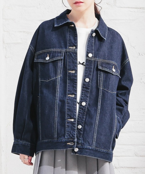 Honeys（ハニーズ）の「ゆるＧジャン（デニムジャケット・レディース・ライトブルー/インディゴブルー/ライトインディゴブルー・L/LL/M）」の3枚目の写真