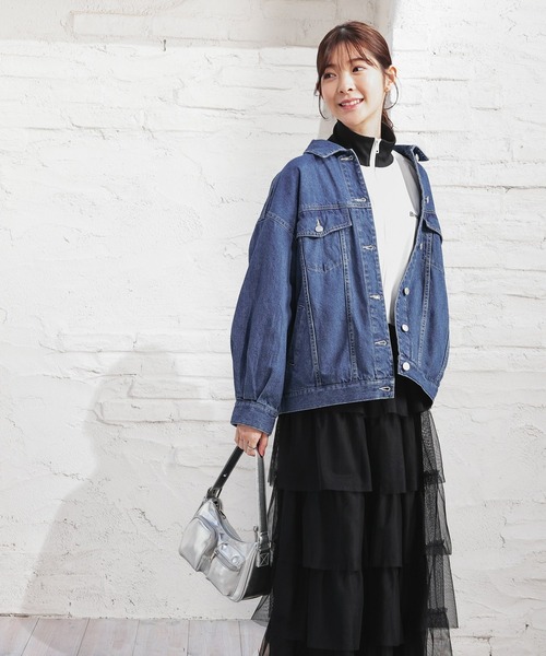 Honeys（ハニーズ）の「ゆるＧジャン（デニムジャケット・レディース・ライトブルー/インディゴブルー/ライトインディゴブルー・L/LL/M）」の6枚目の写真