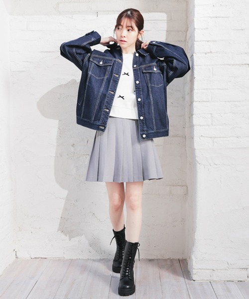 Honeys（ハニーズ）の「ゆるＧジャン（デニムジャケット・レディース・ライトブルー/インディゴブルー/ライトインディゴブルー・L/LL/M）」の10枚目の写真