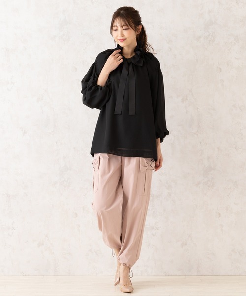 Rose Tiara（ローズティアラ）の「メッシュリボンブラウス（シャツ/ブラウス・レディース・ブラック/オフホワイト・46/42/38）」の18枚目の写真