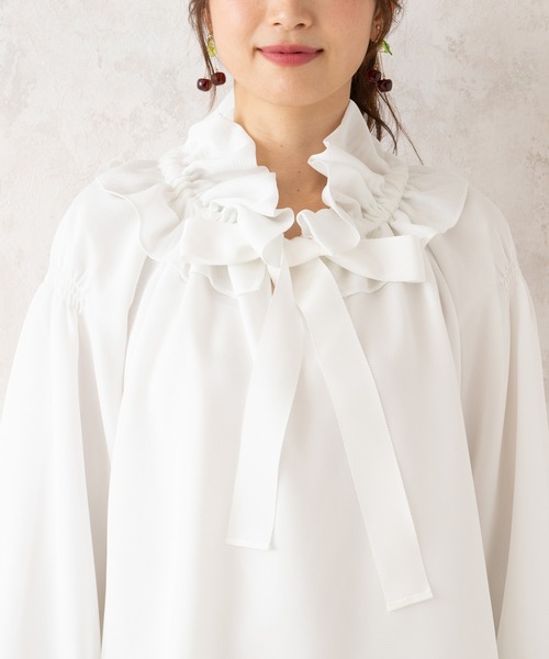 Rose Tiara（ローズティアラ）の「メッシュリボンブラウス（シャツ/ブラウス・レディース・ブラック/オフホワイト・46/42/38）」の10枚目の写真