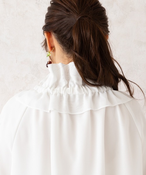 Rose Tiara（ローズティアラ）の「メッシュリボンブラウス（シャツ/ブラウス・レディース・ブラック/オフホワイト・46/42/38）」の6枚目の写真