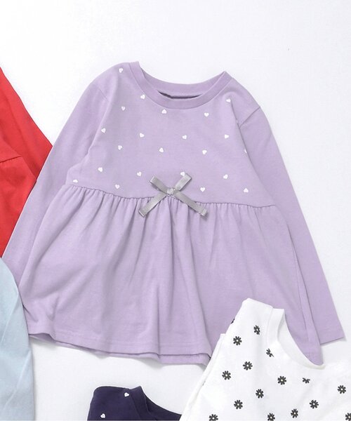 apres les cours(アプレレクール)の「【ジュニア対応】ペプラム長袖Tシャツ/7days Style(Tシャツ/カットソー・キッズ・レッド/アイボリー/ミント/ネイビー/ラベンダー・90/100/120/80/130/110/140)」の4枚目の写真