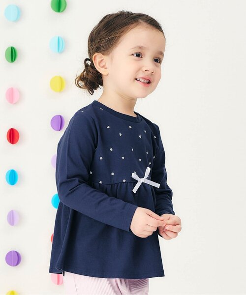 apres les cours(アプレレクール)の「【ジュニア対応】ペプラム長袖Tシャツ/7days Style(Tシャツ/カットソー・キッズ・レッド/アイボリー/ミント/ネイビー/ラベンダー・90/100/120/80/130/110/140)」の1枚目の写真