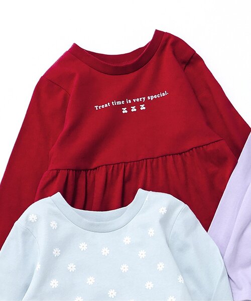 apres les cours(アプレレクール)の「【ジュニア対応】ペプラム長袖Tシャツ/7days Style(Tシャツ/カットソー・キッズ・レッド/アイボリー/ミント/ネイビー/ラベンダー・90/100/120/80/130/110/140)」の5枚目の写真