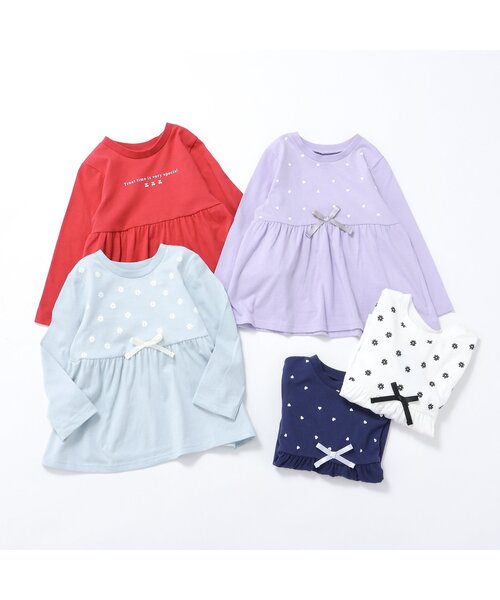 apres les cours(アプレレクール)の「【ジュニア対応】ペプラム長袖Tシャツ/7days Style(Tシャツ/カットソー・キッズ・レッド/アイボリー/ミント/ネイビー/ラベンダー・90/100/120/80/130/110/140)」の12枚目の写真