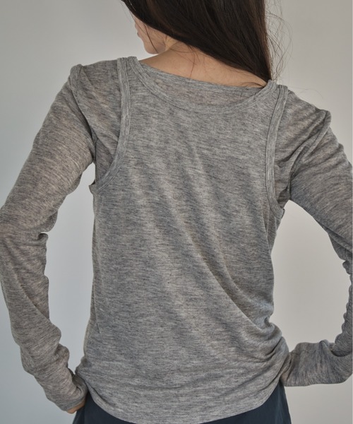 feepur（フェピュール）の「タンクレイヤードシアーロンTee（Tシャツ/カットソー・レディース・アイボリー/ブラック/杢グレー・MEDIUM）」の19枚目の写真