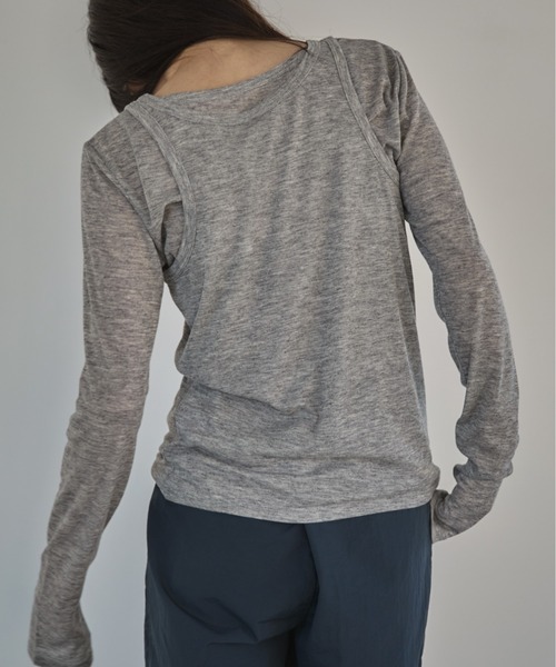 feepur（フェピュール）の「タンクレイヤードシアーロンTee（Tシャツ/カットソー・レディース・アイボリー/ブラック/杢グレー・MEDIUM）」の16枚目の写真