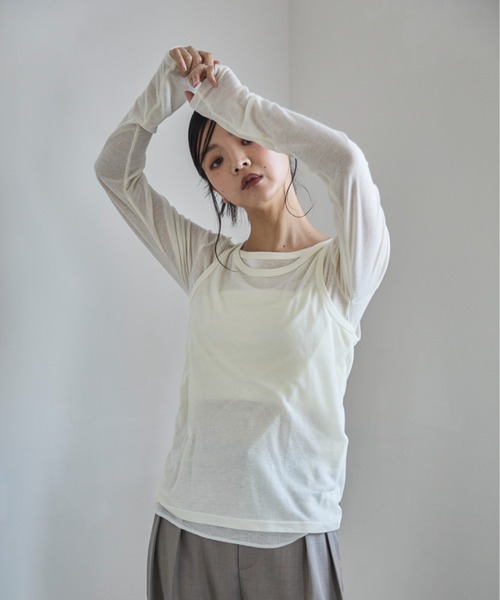 tシャツ タンクレイヤードシアーロンT「セット販売」 レディース Didot.showroom tシャツ タンクレイヤードシアーロンT「セット