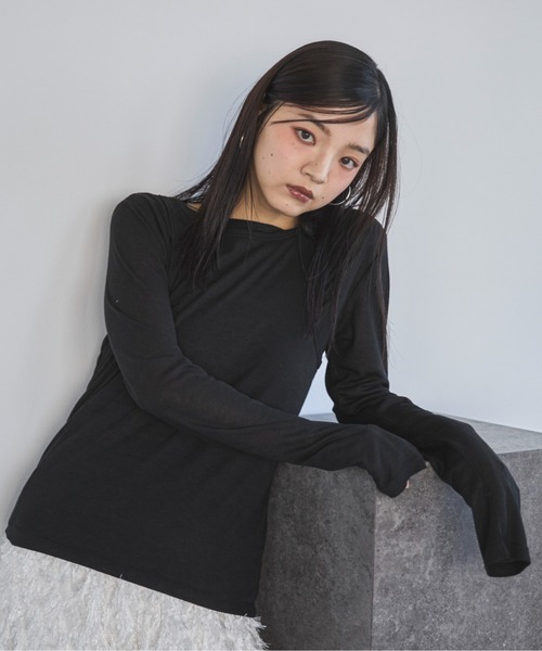 feepur（フェピュール）の「タンクレイヤードシアーロンTee（Tシャツ/カットソー・レディース・アイボリー/ブラック/杢グレー・MEDIUM）」の22枚目の写真