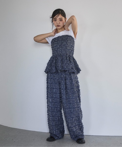 feepur（フェピュール）の「【セットアップ可】フリンジタックパンツ（その他パンツ・レディース・ネイビー/ブラック・SMALL/MEDIUM）」の7枚目の写真