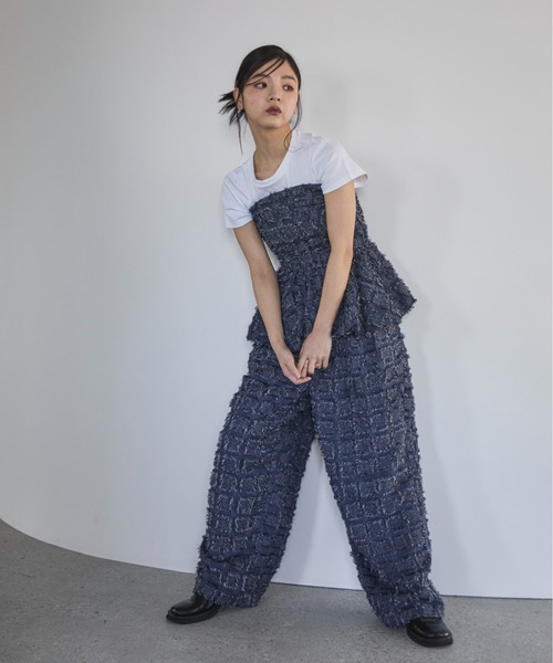 feepur（フェピュール）の「【セットアップ可】フリンジタックパンツ（その他パンツ・レディース・ネイビー/ブラック・SMALL/MEDIUM）」の8枚目の写真