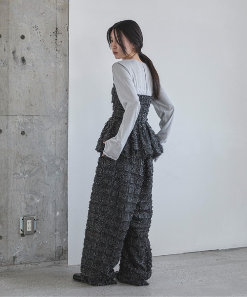 新品タグ付き！　LPFG スカルプリント ジャケット パンツセットアップ Ellno Loset（エルノロゼット）の「フカタックワイドパンツ / SET UP