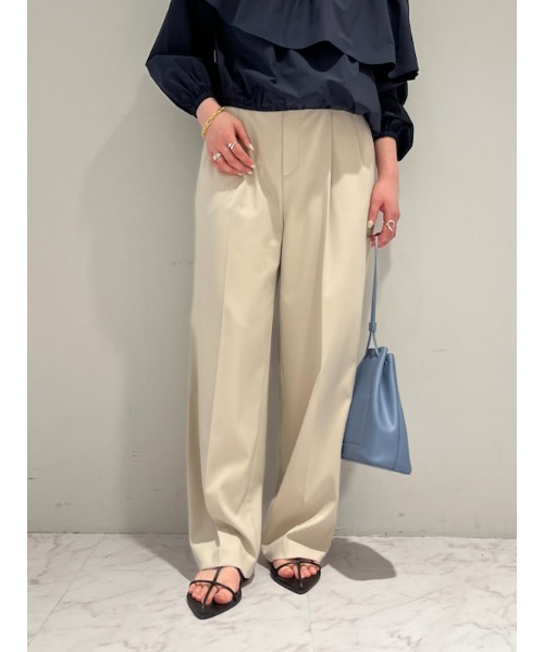 Mila Owen（ミラオーウェン）の「マーベルトデザインタックワイドパンツ（スラックス・レディース・モカ/ブラック/アイボリー・1/0）」の2枚目の写真