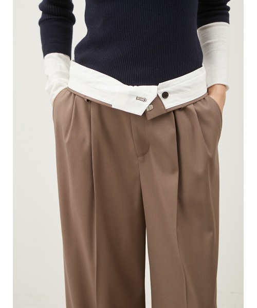 Mila Owen（ミラオーウェン）の「マーベルトデザインタックワイドパンツ（スラックス・レディース・モカ/ブラック/アイボリー・1/0）」の12枚目の写真