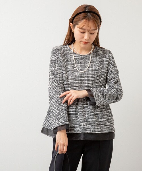 NOLLEY’S(ノーリーズ)の「ツイーディージャージペプラムプルオーバーカットソー(Tシャツ/カットソー・レディース・ネイビー/オフホワイト/ブラック系その他3・38)」の16枚目の写真