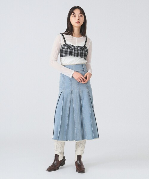 Ray BEAMS(レイビームス)の「チェック ビスチェ(キャミソール・レディース・オフホワイト/ブラック・0/1)」の20枚目の写真