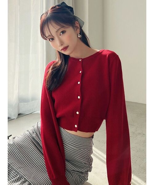 RESEXXY（リゼクシー）の「クルーネックニットカーディガン（カーディガン/ボレロ・レディース・その他1/イエロー/ブラック/レッド・FREE）」の3枚目の写真