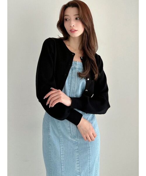 RESEXXY（リゼクシー）の「クルーネックニットカーディガン（カーディガン/ボレロ・レディース・その他1/イエロー/ブラック/レッド・FREE）」の5枚目の写真