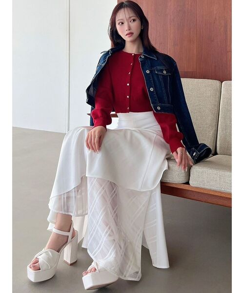 RESEXXY（リゼクシー）の「クルーネックニットカーディガン（カーディガン/ボレロ・レディース・その他1/イエロー/ブラック/レッド・FREE）」の9枚目の写真