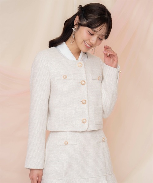 WILLSELECTION(ウィルセレクション)の「ラメツイードノーカラージャケット(ノーカラージャケット・レディース・オフホワイト/ピンク/イエロー・FREE)」の4枚目の写真