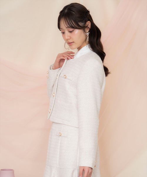 WILLSELECTION(ウィルセレクション)の「ラメツイードノーカラージャケット(ノーカラージャケット・レディース・オフホワイト/ピンク/イエロー・FREE)」の7枚目の写真