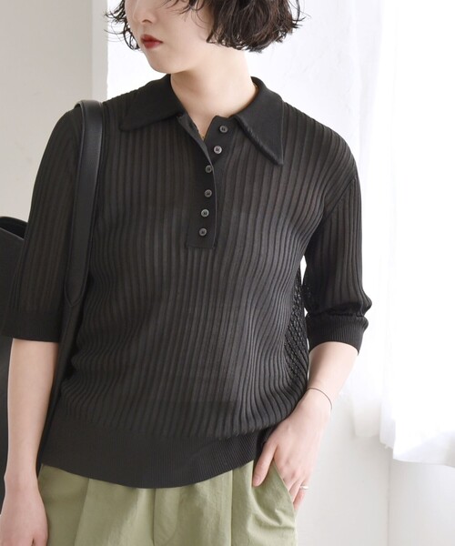 ラメRIBニットプルオーバー≪手洗い可能≫ Droitelautreamont｜ラメRIBニットプルオーバー≪手洗い可能