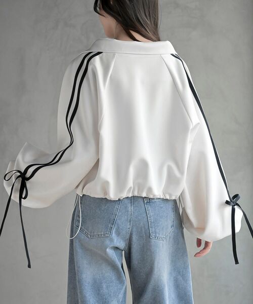 rps(アールピーエス)の「リボンライントラックジャケット(ブルゾン・レディース・アイボリー/ブラック・フリー)」の8枚目の写真