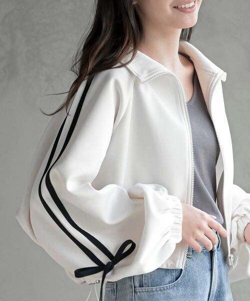 rps(アールピーエス)の「リボンライントラックジャケット(ブルゾン・レディース・アイボリー/ブラック・フリー)」の9枚目の写真