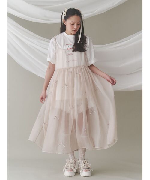 merry jenny(メリージェニー)の「ribbonシアーレイヤードキャミワンピース(ワンピース・レディース・ブラック/オフホワイト/ベージュ・FREE)」の21枚目の写真