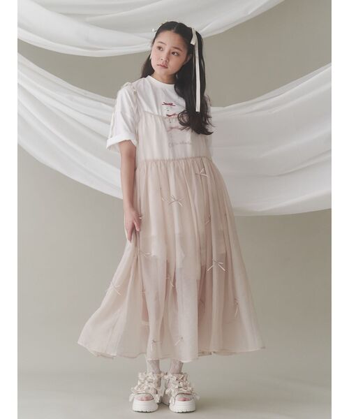 merry jenny(メリージェニー)の「ribbonシアーレイヤードキャミワンピース(ワンピース・レディース・ブラック/オフホワイト/ベージュ・FREE)」の20枚目の写真