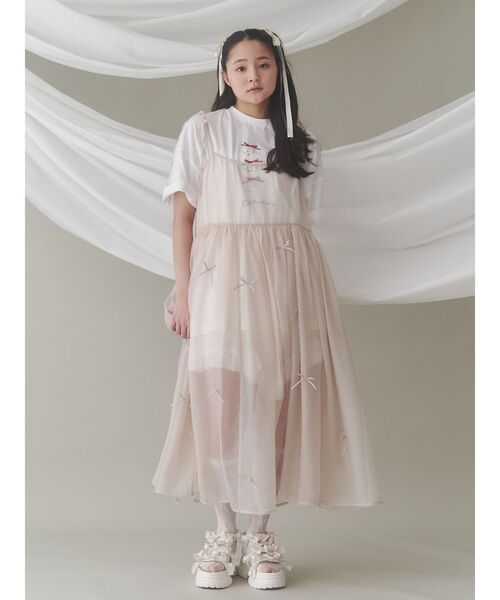 merry jenny(メリージェニー)の「ribbonシアーレイヤードキャミワンピース(ワンピース・レディース・ブラック/オフホワイト/ベージュ・FREE)」の19枚目の写真