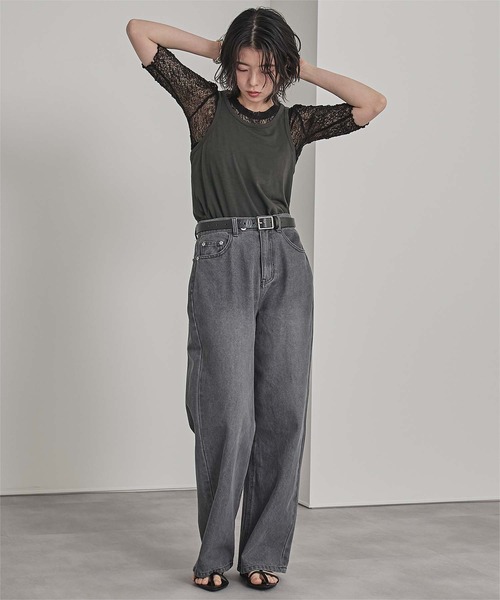 miette（ミエット）の「タンクレイヤード半袖Tシャツ（Tシャツ/カットソー・レディース・レッド/ライム/チャコール・FREE）」の10枚目の写真
