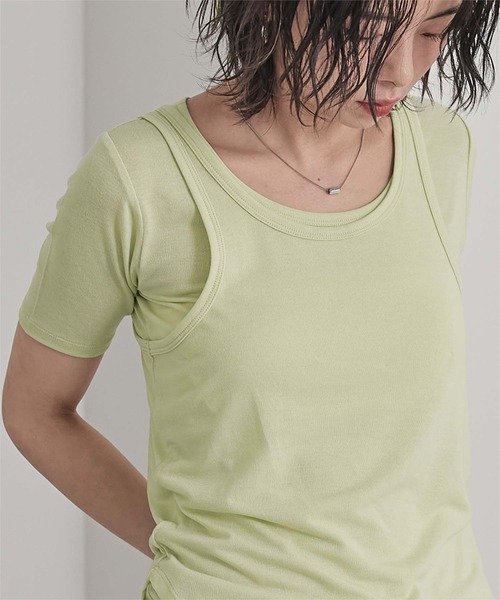 miette（ミエット）の「タンクレイヤード半袖Tシャツ（Tシャツ/カットソー・レディース・レッド/ライム/チャコール・FREE）」の14枚目の写真