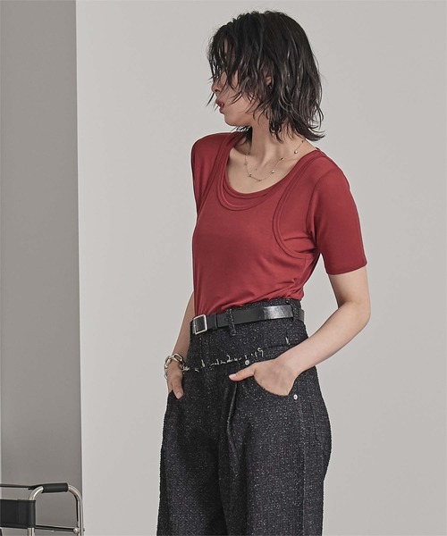 miette（ミエット）の「タンクレイヤード半袖Tシャツ（Tシャツ/カットソー・レディース・レッド/ライム/チャコール・FREE）」の22枚目の写真