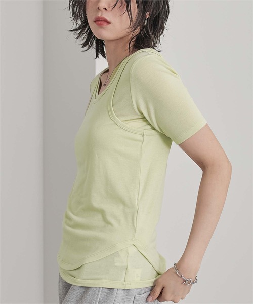 miette（ミエット）の「タンクレイヤード半袖Tシャツ（Tシャツ/カットソー・レディース・レッド/ライム/チャコール・FREE）」の18枚目の写真