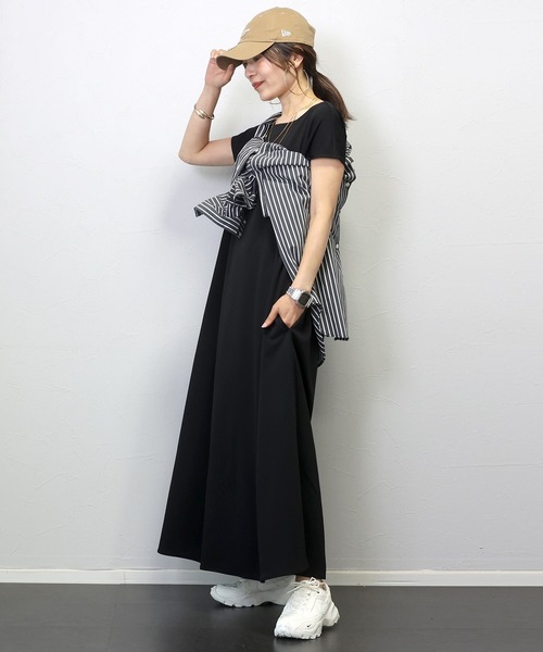 Aletta vita(アレッタビータ)の「カットジョーゼットサイドタックフレアワンピース(ワンピース・レディース・グレー/ブラック/ダークベージュ・FREE)」の10枚目の写真