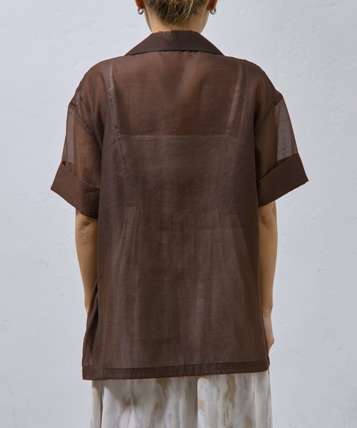 COLONY 2139（コロニートゥーワンスリーナイン）の「シアー半袖テーラードジャケット（テーラードジャケット・レディース・ブラウン/ブラック・FREE）」の9枚目の写真