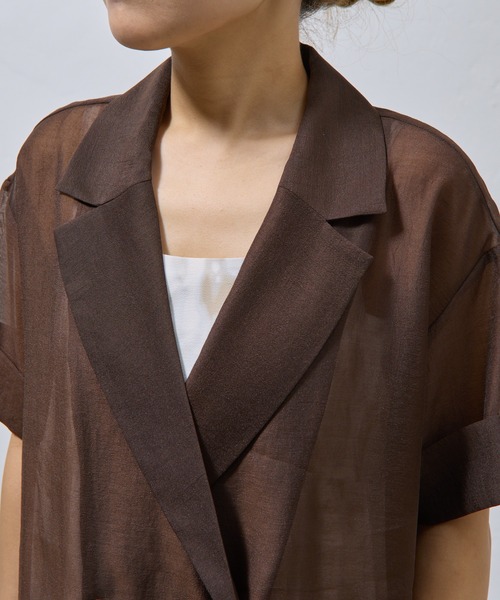 COLONY 2139（コロニートゥーワンスリーナイン）の「シアー半袖テーラードジャケット（テーラードジャケット・レディース・ブラウン/ブラック・FREE）」の10枚目の写真
