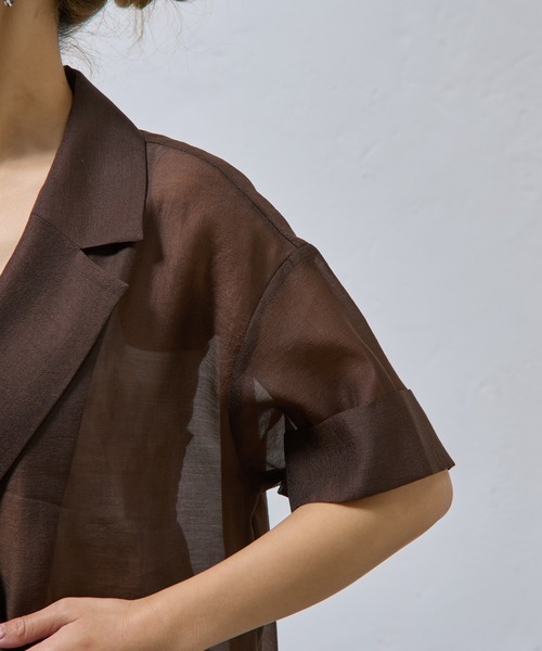 COLONY 2139（コロニートゥーワンスリーナイン）の「シアー半袖テーラードジャケット（テーラードジャケット・レディース・ブラウン/ブラック・FREE）」の11枚目の写真