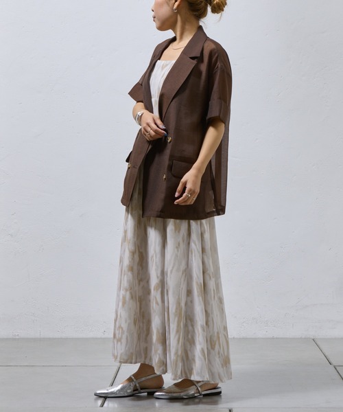 COLONY 2139（コロニートゥーワンスリーナイン）の「シアー半袖テーラードジャケット（テーラードジャケット・レディース・ブラウン/ブラック・FREE）」の3枚目の写真